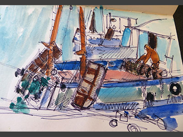 10-C64-p37-Aquarelle_Chalutier-à-Erquy_1982_24x15,5