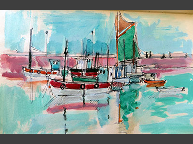 6-C64-p33-Aquarelle_Bateaux-à-Erquy_1982_24x15,5