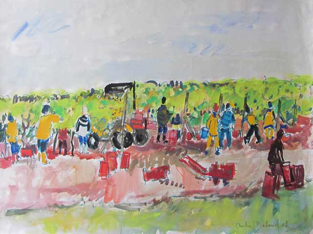 16-N406_Vendange en Anjou 1987 Aquarelle 73x54 signé