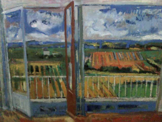 19- N5_Vue du balcon-Angers 1964-Huile 118x80 signé
