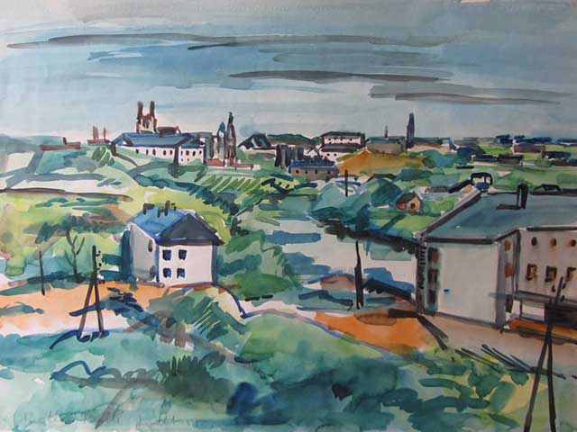4-N268_Belle-Beille Angers 1955 Aquarelle 60x40